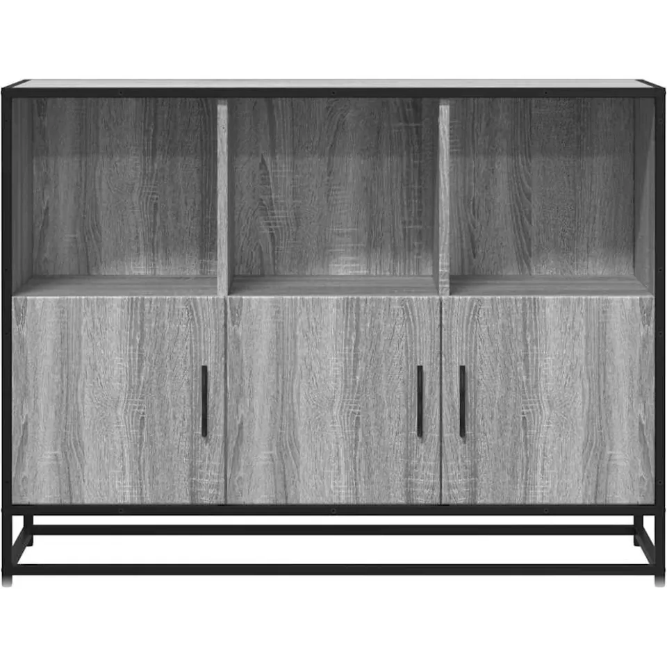 vidaXL Dressoir 100x35x76 cm bewerkt hout grijs sonoma eikenkleurig, foto 4