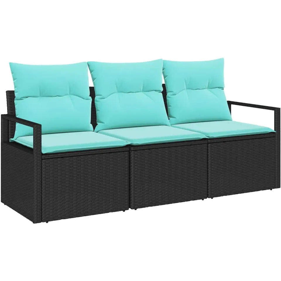 vidaXL Bankstel 3 st Zwart poly rattan