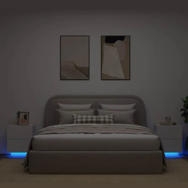 vidaXL Nachtkastjes met LED-verlichting 2 st bewerkt hout wit