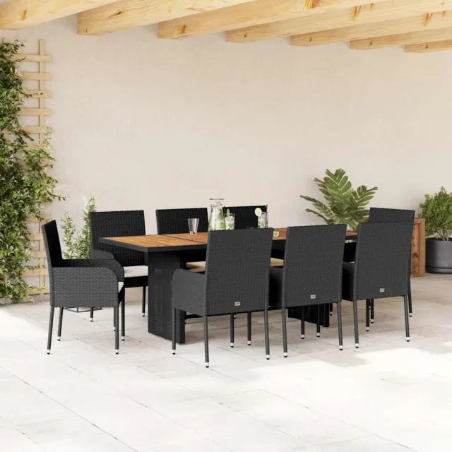 vidaXL 9-delige Tuinset poly rattan zwart, foto 2