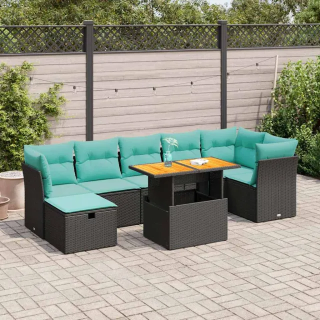 vidaXL 8-delige Loungeset met kussens poly rattan acacia grijs, foto 2