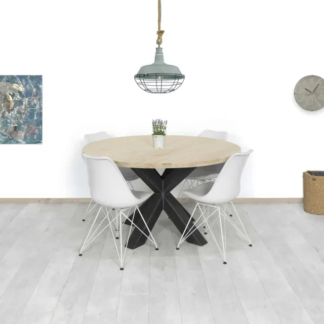 Eikenhouten ronde tafel Jena met matrixpoot