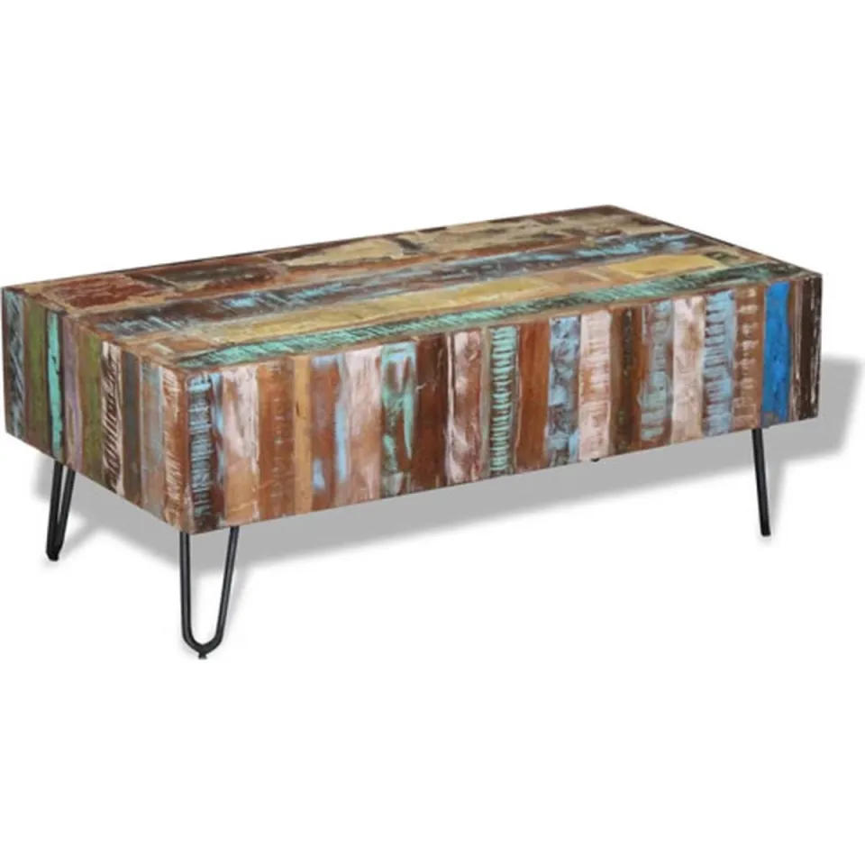 vidaXL Salontafel 100x50x38 cm massief gerecycled hout meerkleurig, foto 2
