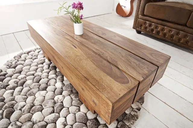 Invicta Interior Massief houten design salontafel BOLT 100cm Sheesham steenafwerking - 36337 zie omschrijving