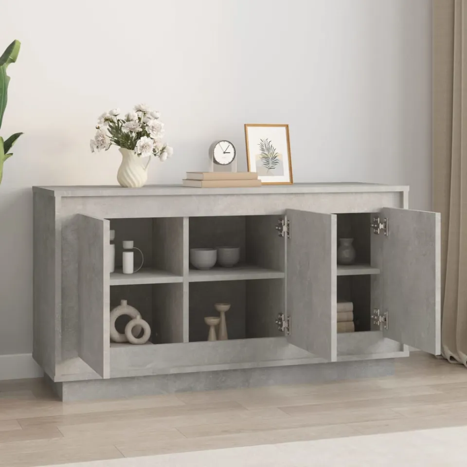 vidaXL Dressoir 102x35x55 cm bewerkt hout betongrijs grijs, foto 2