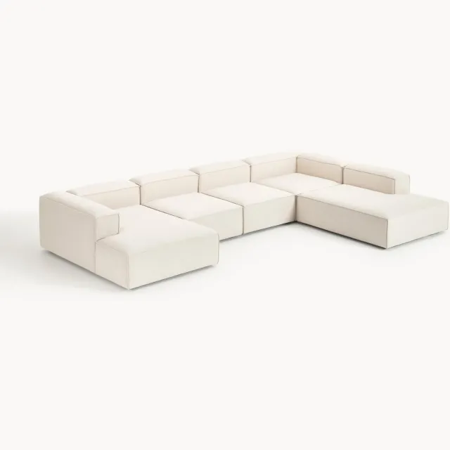 Westwing Collection Modulaire bank Lennon van linnenmix Beige
