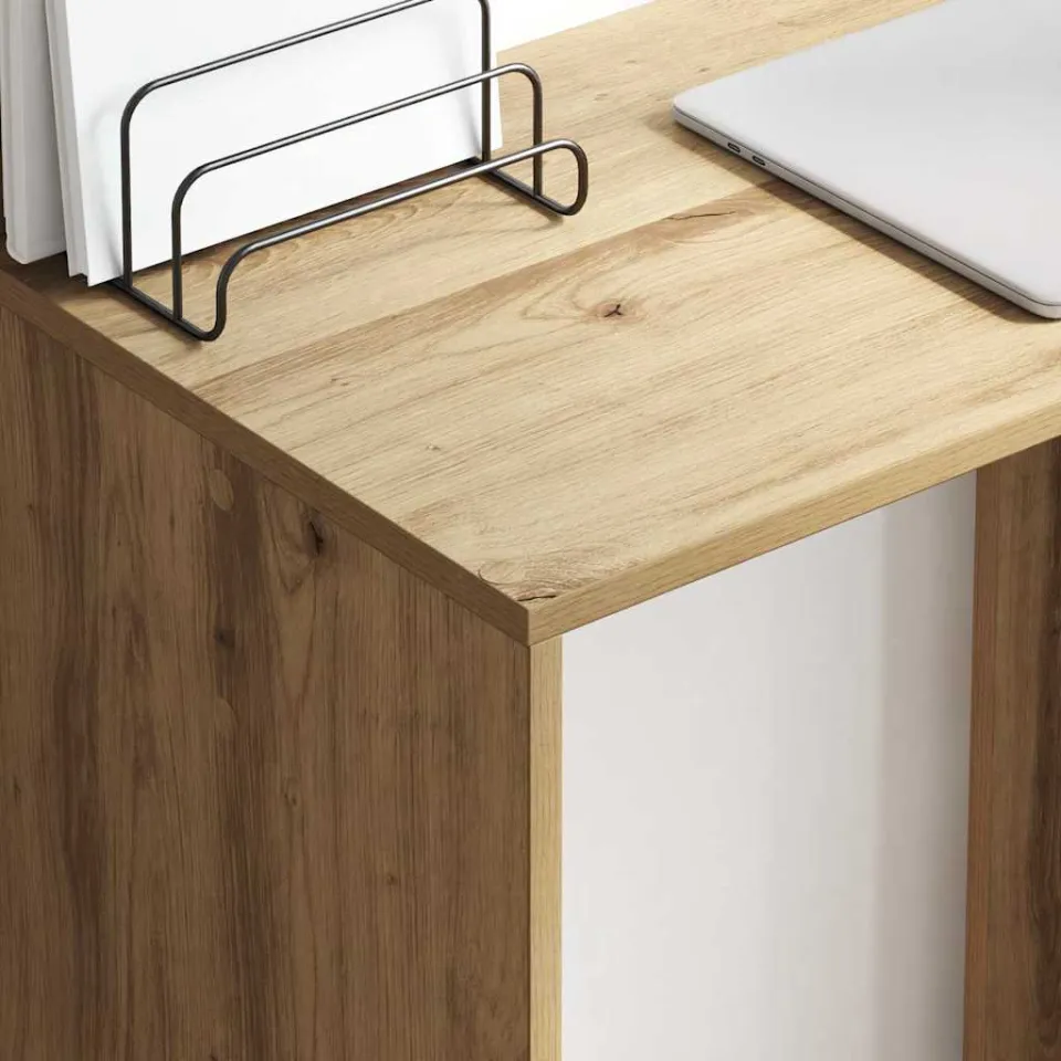 vidaXL Bureau Artisan Eiken 78,5 x 37 x 154,5 cm Bewerkt hout, foto 3