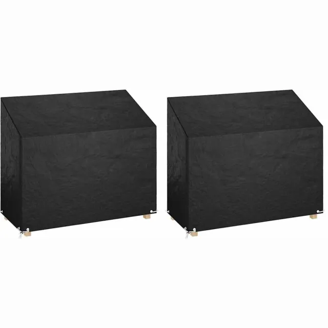 vidaXL Tuinbankhoezen 2 st 8 oogjes 160x70x70/88 cm polyetheen Zwart