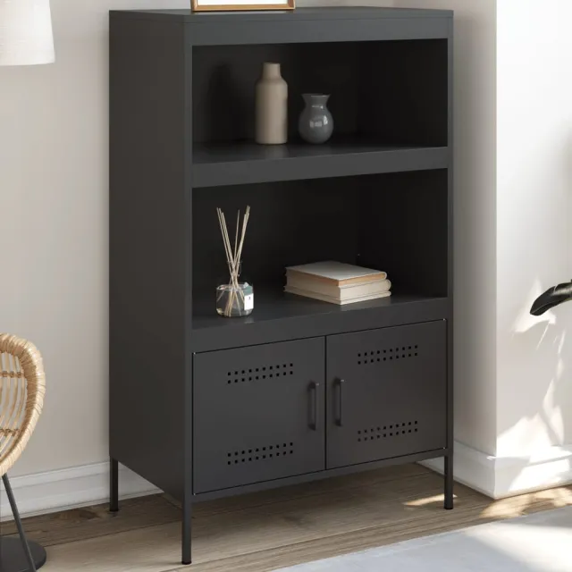 vidaXL Hoge kast 68x39x113 cm staal zwart