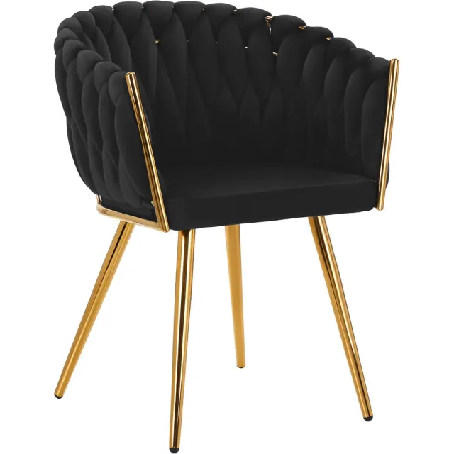 activshop Stoel LUX Donker zwart Fluweel - salonstoel - decor - visagie stoel - kapper stoel - fluweel - gouden stoel