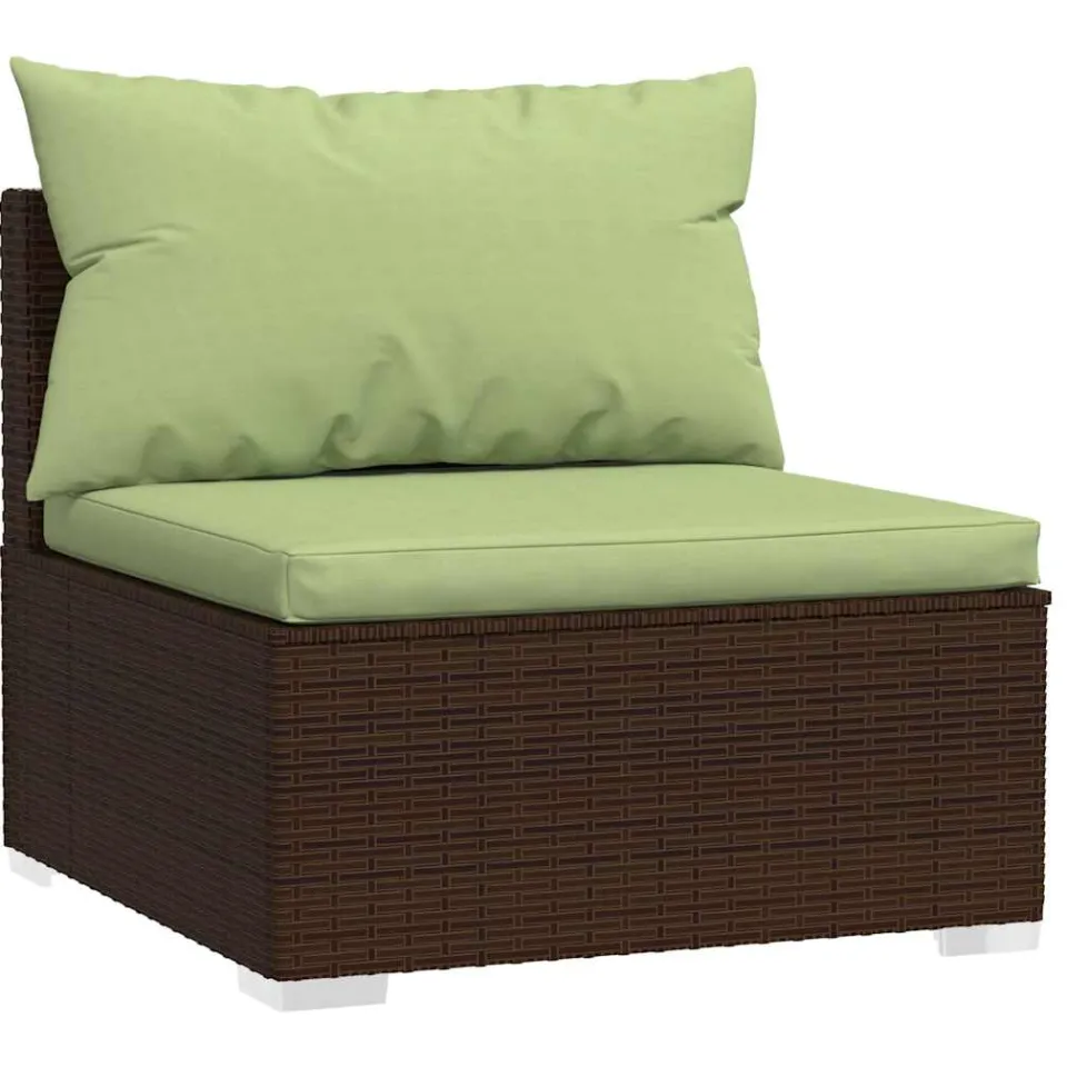 vidaXL 5-delige Loungeset met kussens poly rattan bruin