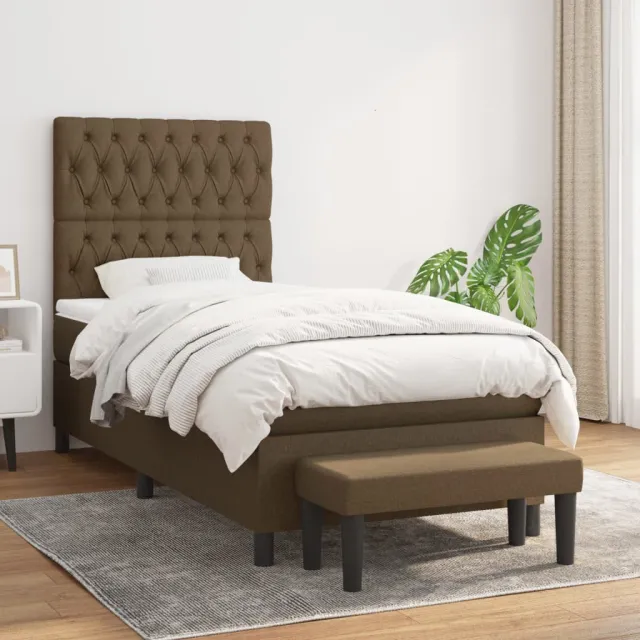 vidaXL Boxspring met matras stof donkerbruin 90x190 cm bruin