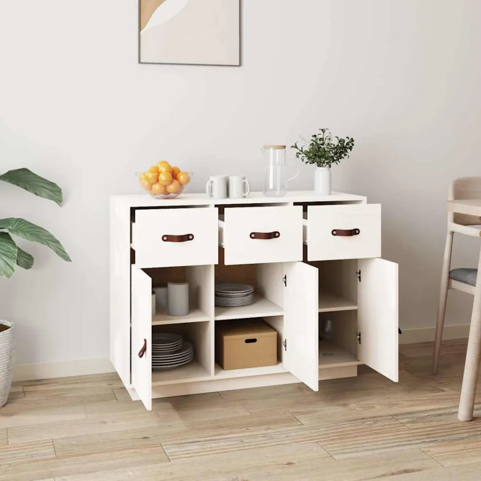 vidaXL Dressoir 100x40x75 cm massief grenenhout wit, foto 2