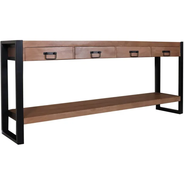 Lizzely Garden & Living Bijzettafel 180cm duurzaam mangohout Vera bruin industrieel side table