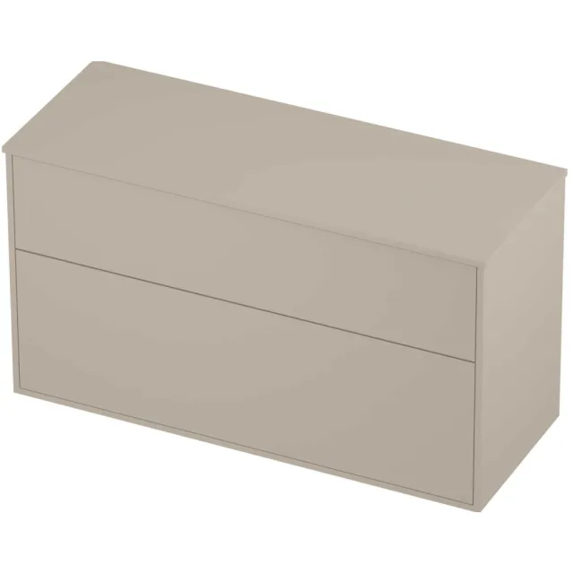 Proline Deck Badmeubelset Voor Grepen Asymmetrisch Kader 2 Laden 120x46x67 cm Soft Linen Beige