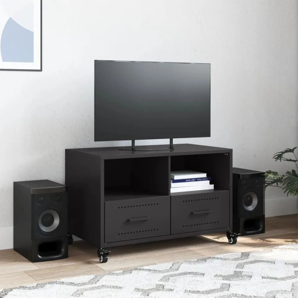vidaXL Tv-meubel 68x39x43,5 cm staal zwart, foto 3