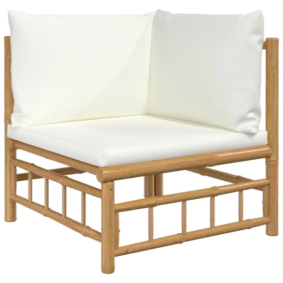vidaXL 11-delige Loungeset met kussens bamboe crèmewit, foto 3