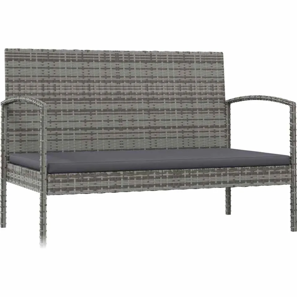 vidaXL 16-delige Loungeset met kussens poly rattan grijs