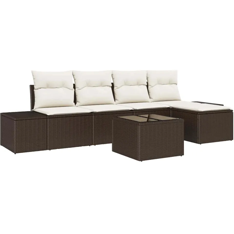 vidaXL Tuin Sofa Set 6 st Bruin poly rattan