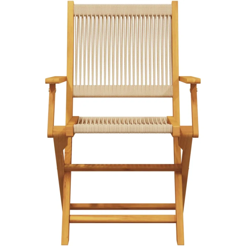 vidaXL 5-delige Tuinset polypropeen en massief hout beige, foto 4