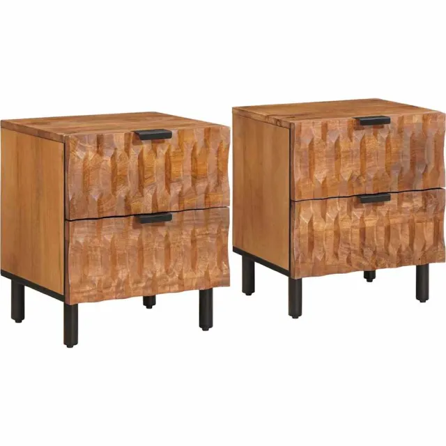 vidaXL Nachtkastje 2 st Bruin 40 x 33 x 46 cm Massief Mango Hout