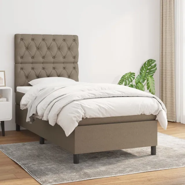 vidaXL Boxspring met matras stof taupe 80x200 cm