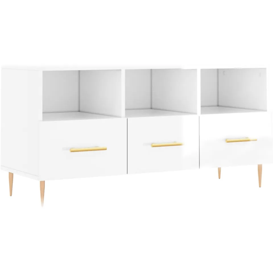 vidaXL Tv-meubel 102x36x50 cm bewerkt hout hoogglans wit, foto 3