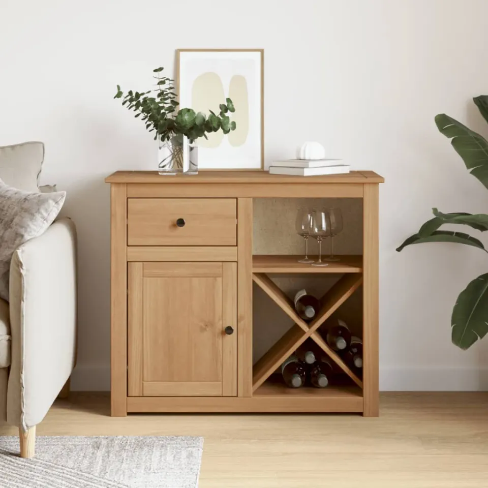 vidaXL Dressoir met lade Panama 93x40x80 cm massief grenenhout bruin, foto 2