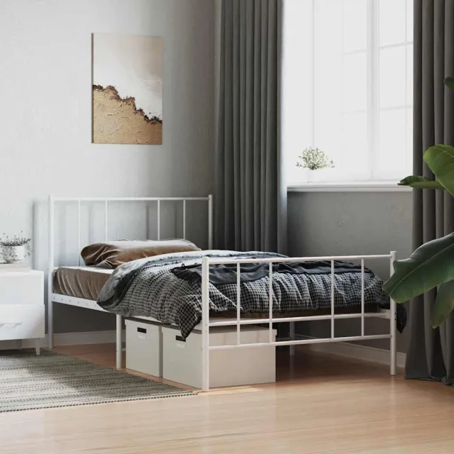 vidaXL Bedframe met hoofd- en voeteneinde metaal wit 80x200 cm
