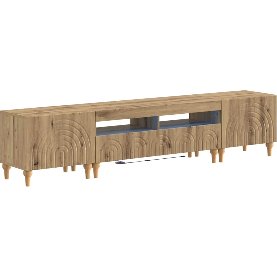vidaXL 3-delige LED TV-kast Artisanaal eiken Bewerkt hout Grijs