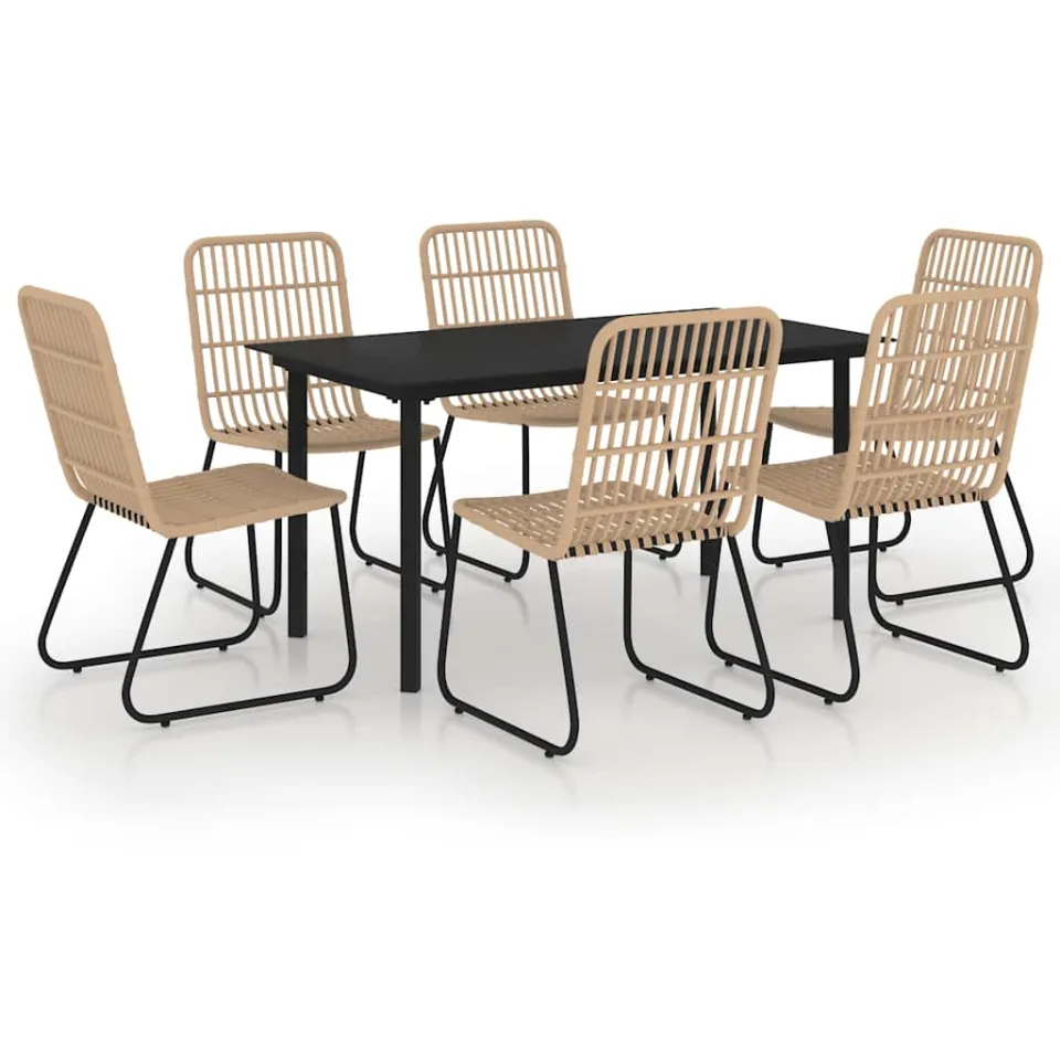 vidaXL 7-delige Tuinset poly rattan en glas bruin, foto 3