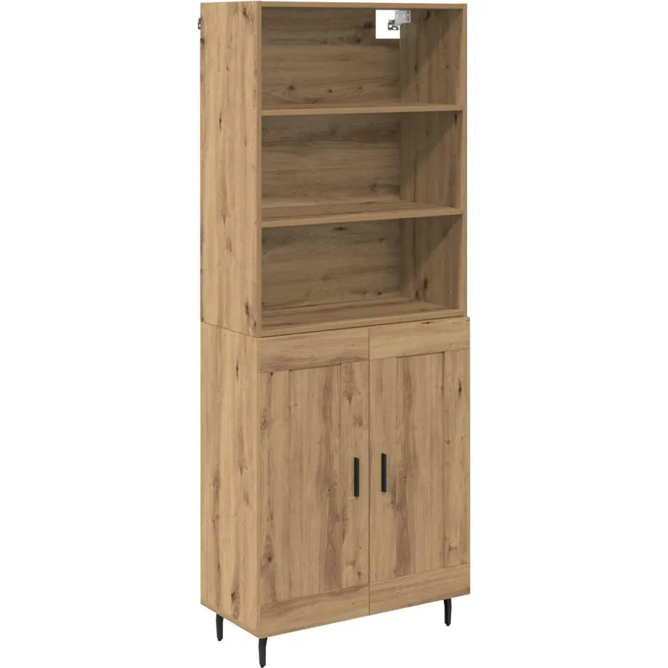 vidaXL Hoge kast 2 st Artisan Eiken 69,5 x 32,5 x 180 cm Bewerkt hout Bruin