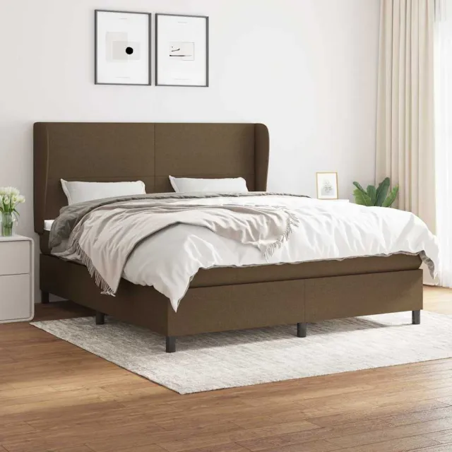 vidaXL Boxspring met matras stof donkerbruin 180x200 cm