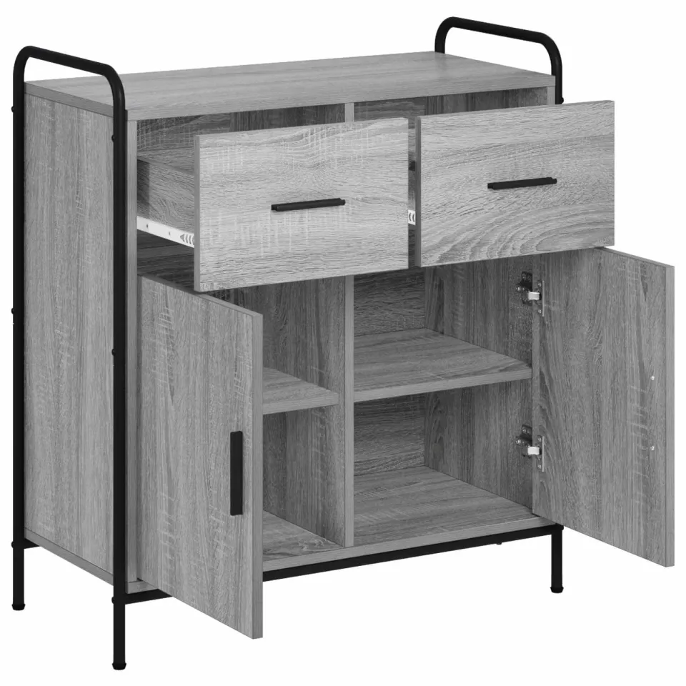 vidaXL Dressoir Grijs Sonoma 97 x 33 x 81 cm Bewerkt hout