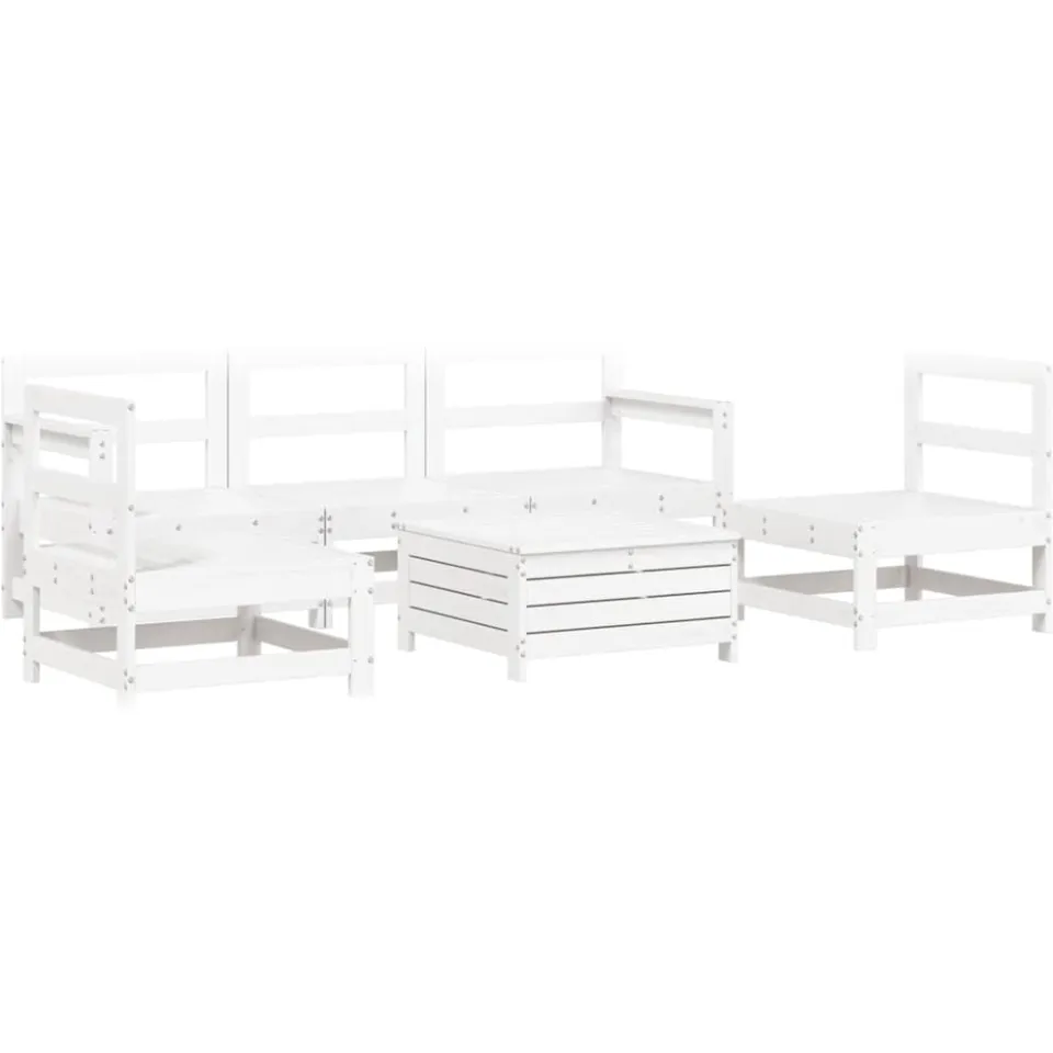 vidaXL 6-delige Loungeset massief grenenhout wit
