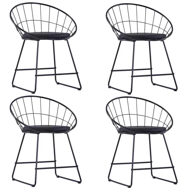 vidaXL Eetkamerstoelen met kunstleren zittingen 4 st staal zwart, foto 2
