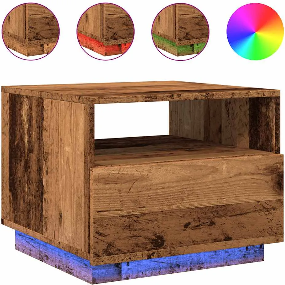 vidaXL Salontafel met LED-verlichting 50x49x40 cm oud houtkleurig Bruin