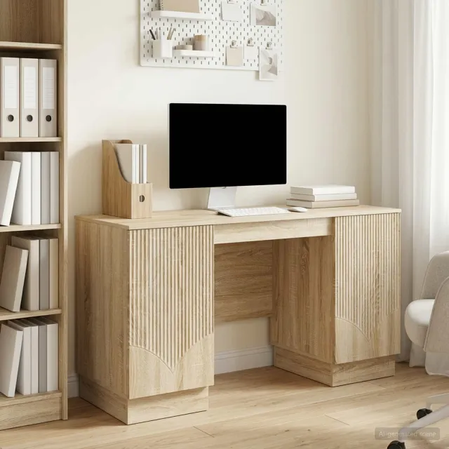 vidaXL Bureau Sonoma Eiken 142,5 x 50 x 75 cm Bewerkt hout Bruin