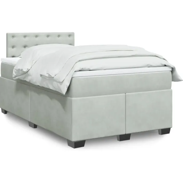 vidaXL Boxspring met matras fluweel lichtgrijs 120x190 cm grijs
