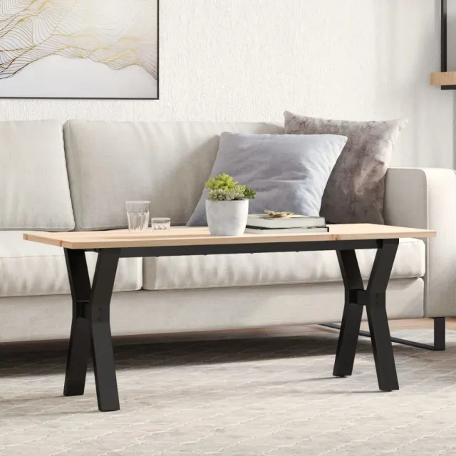 vidaXL Salontafel Y-frame 110x40x45 cm massief grenenhout en staal Bruin