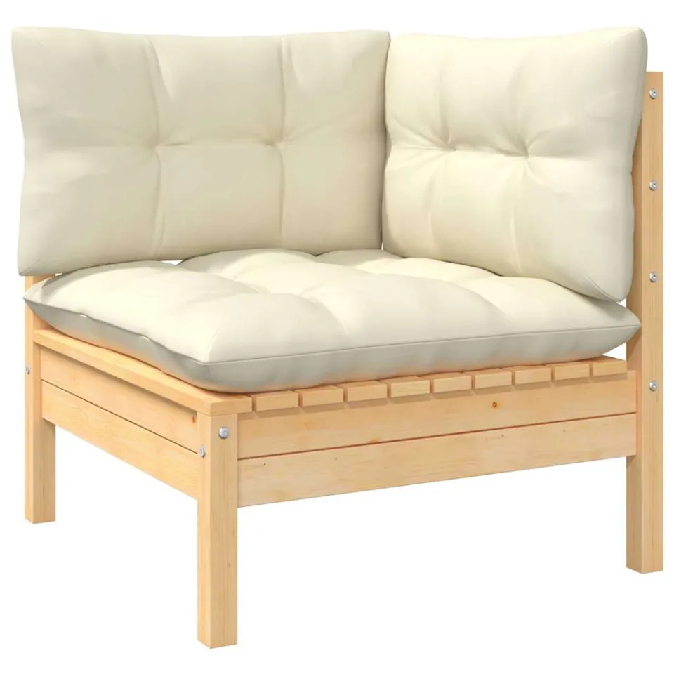 vidaXL 11-delige Loungeset met crèmekleurige kussens grenenhout, foto 3