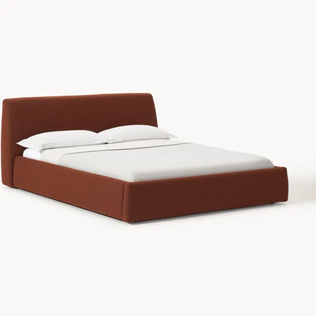 Westwing Collection Bouclé gestoffeerd bed Cloud terracotta