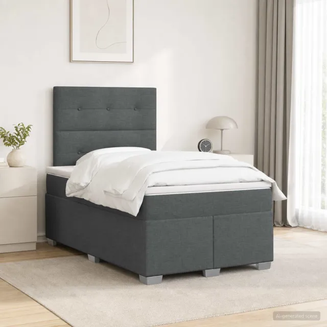 vidaXL Boxspringbed met matras Donkergrijs 120 x 200 cm Stof