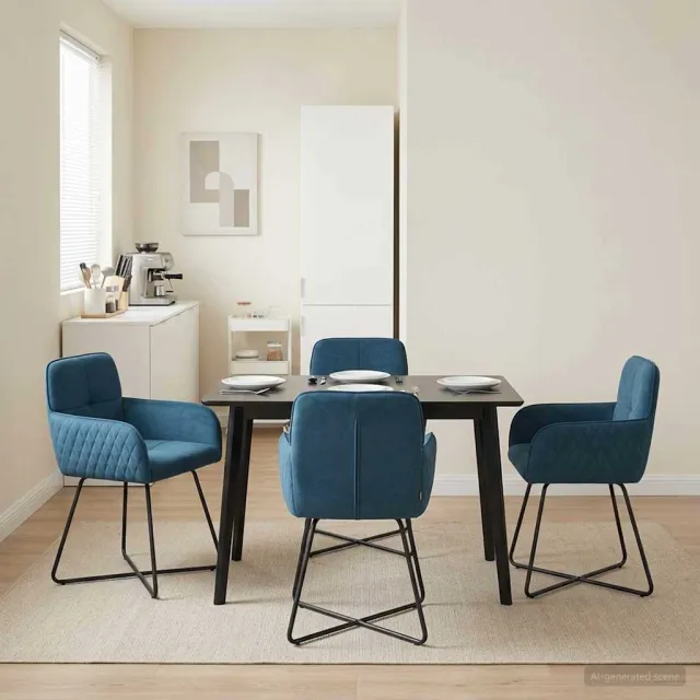 vidaXL Eettafelstoelen 4 st fluweel Blauw 59 x 56,5 x 86 cm, foto 2