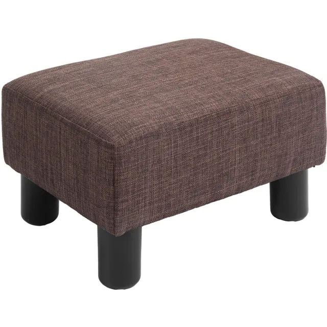 Homcom voetenbank met stoffen bekleding - Poef - Hocker - Voetensteun - Bruin