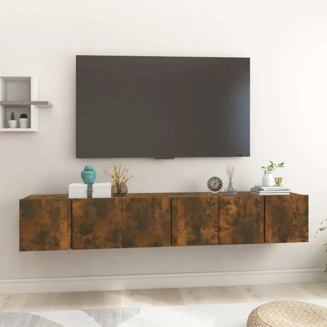 vidaXL Tv-hangmeubelen 3 st 60x30x30 cm gerookt eikenkleurig, foto 2