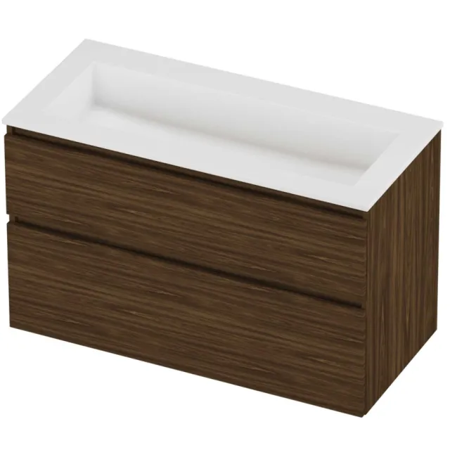 Proline Aristo Badmeubelset Polystone Elegant Zonder Kraangat 100x46x62 cm Mat White Cabana Oak Eiken