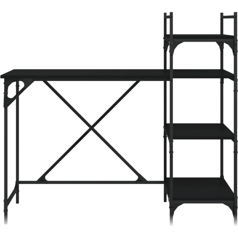 vidaXL Computerbureau met schappen 120x47x109 cm zwart