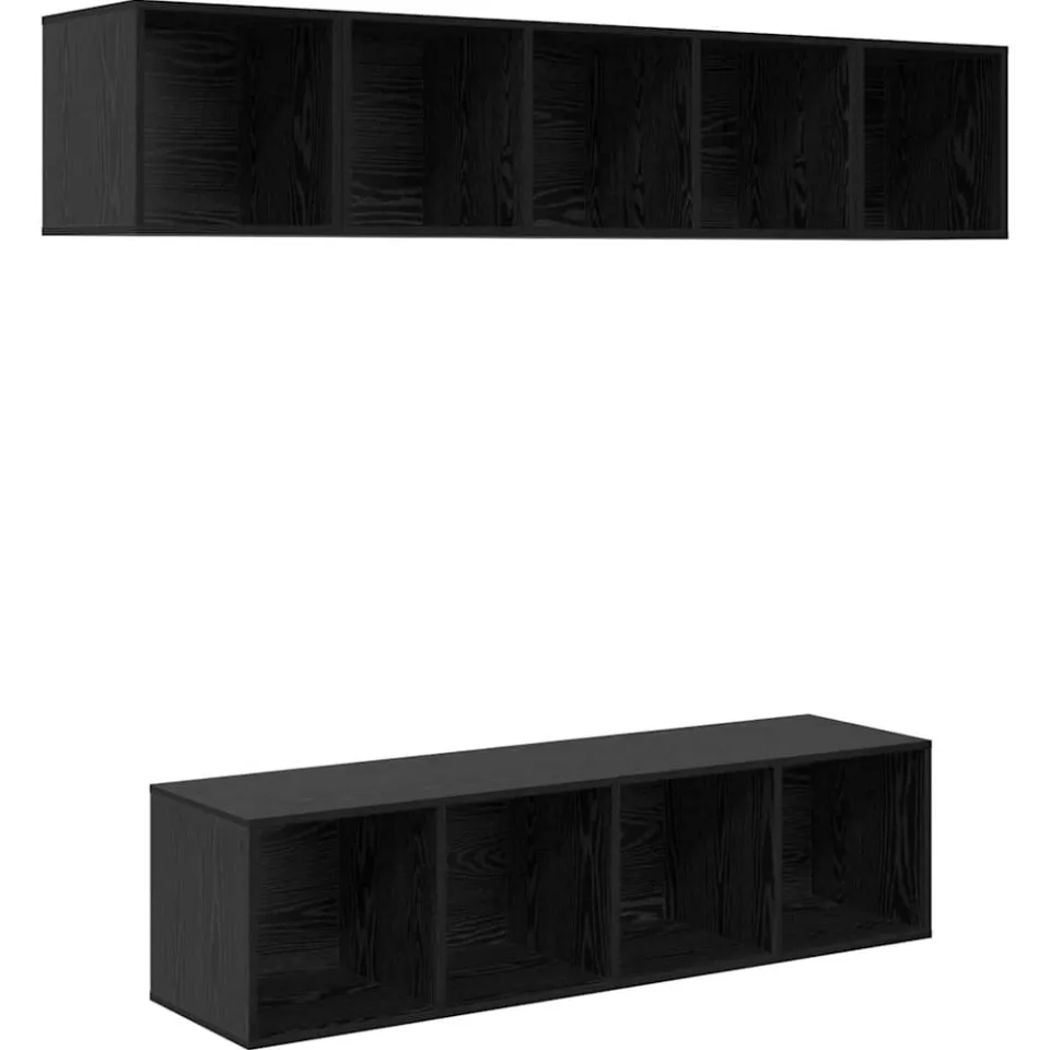 vidaXL Tv-meubelset 4 st Zwart Eiken Bewerkt hout, foto 3