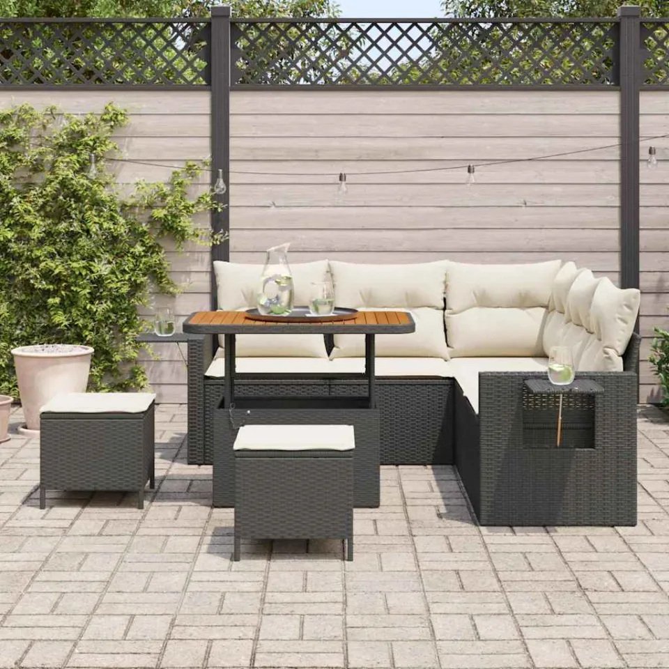 vidaXL Tuin Sofa Set 8 st Zwart poly rattan, foto 3